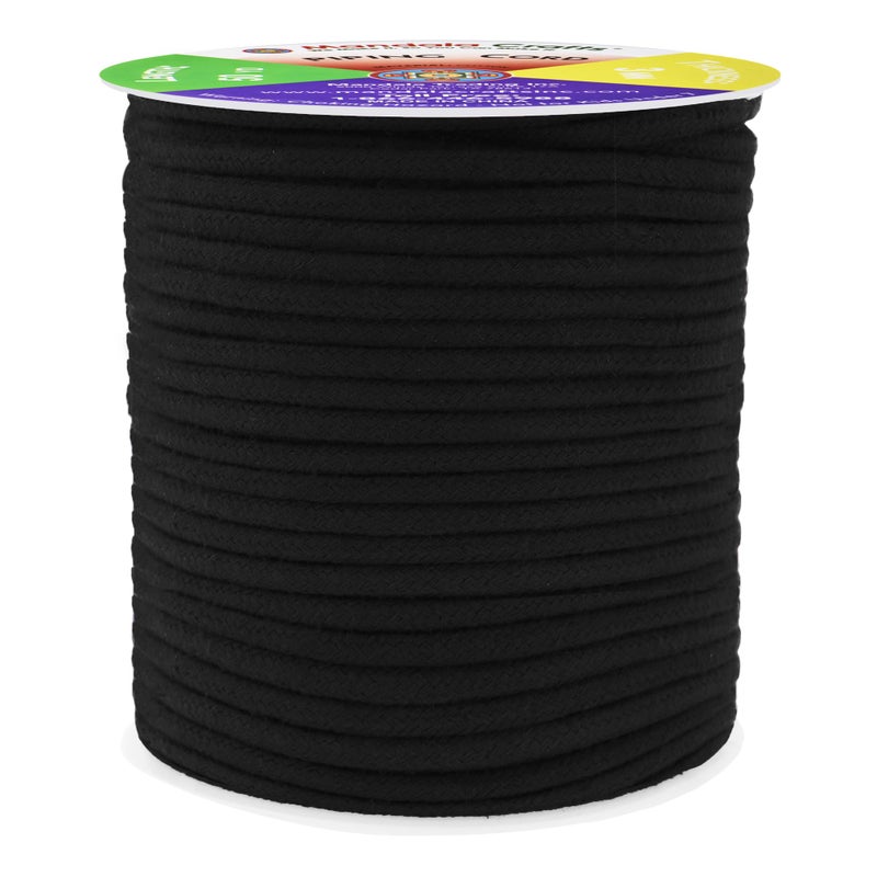 Mandala Crafts Black Soft Replacement Drawstring Cords for Sweatpants Bags - Piping Cord for Sewing Upholstery - 50 Yds 3mm Cotton Cording Macrame Rope Corset Strings - Image 1